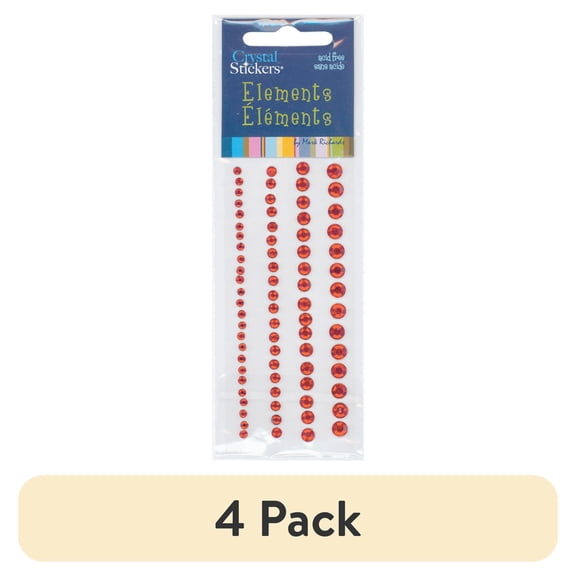 (4 pack) Crystal Stickers Elements 76/Pkg-Round - Red