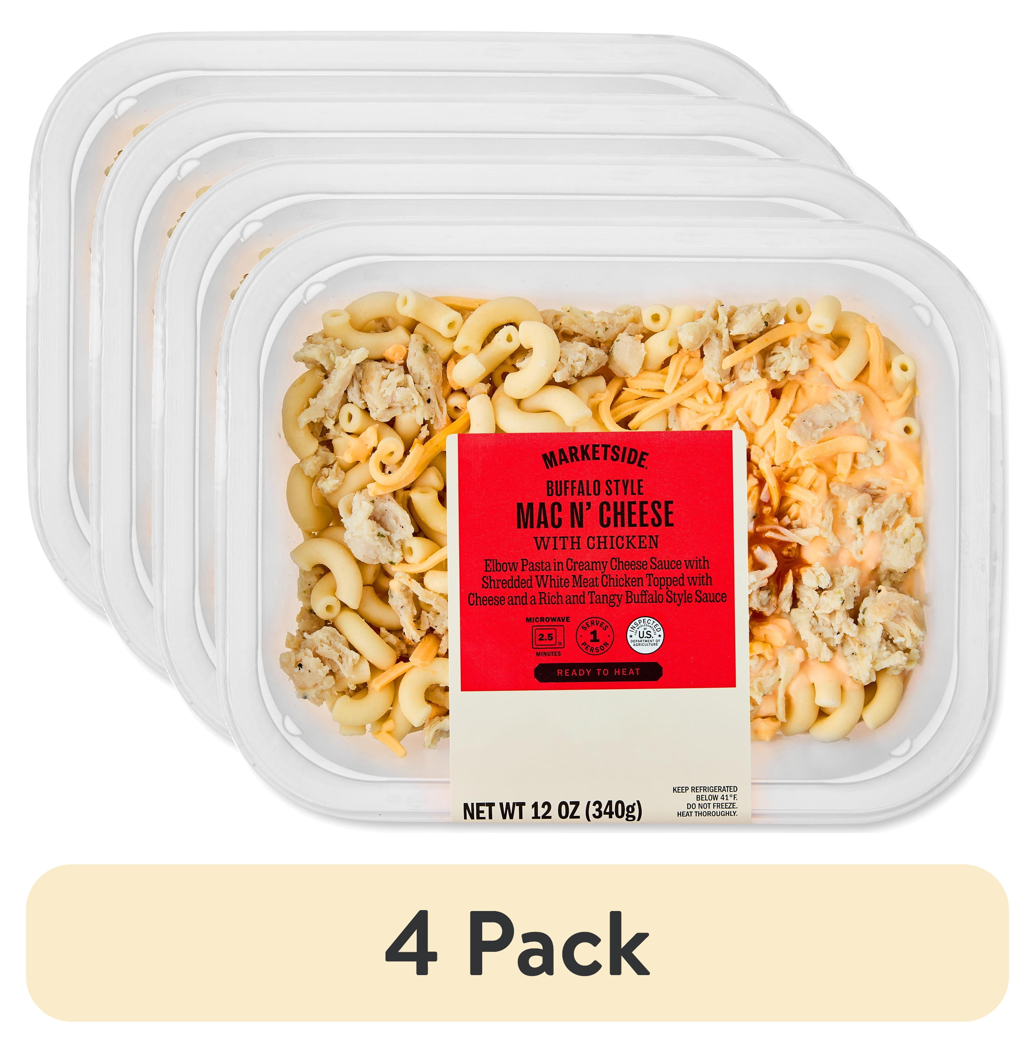 (4 pack) Marketside Buffalo Style Mac N' Cheese with Chicken, 12 oz (Refrigerated)