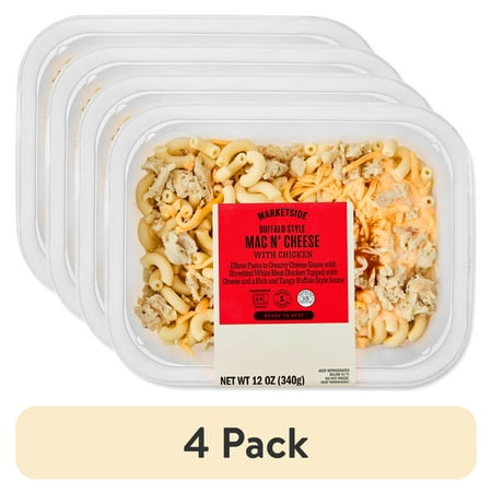(4 pack) Marketside Buffalo Style Mac N' Cheese with Chicken, 12 oz (Refrigerated)