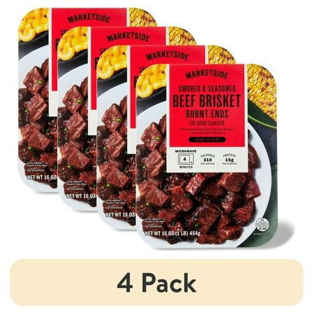 (4 pack) Marketside Ready to Heat BBQ Beef Brisket Burnt Ends Packaged Meal, 16 oz (Refrigerated)