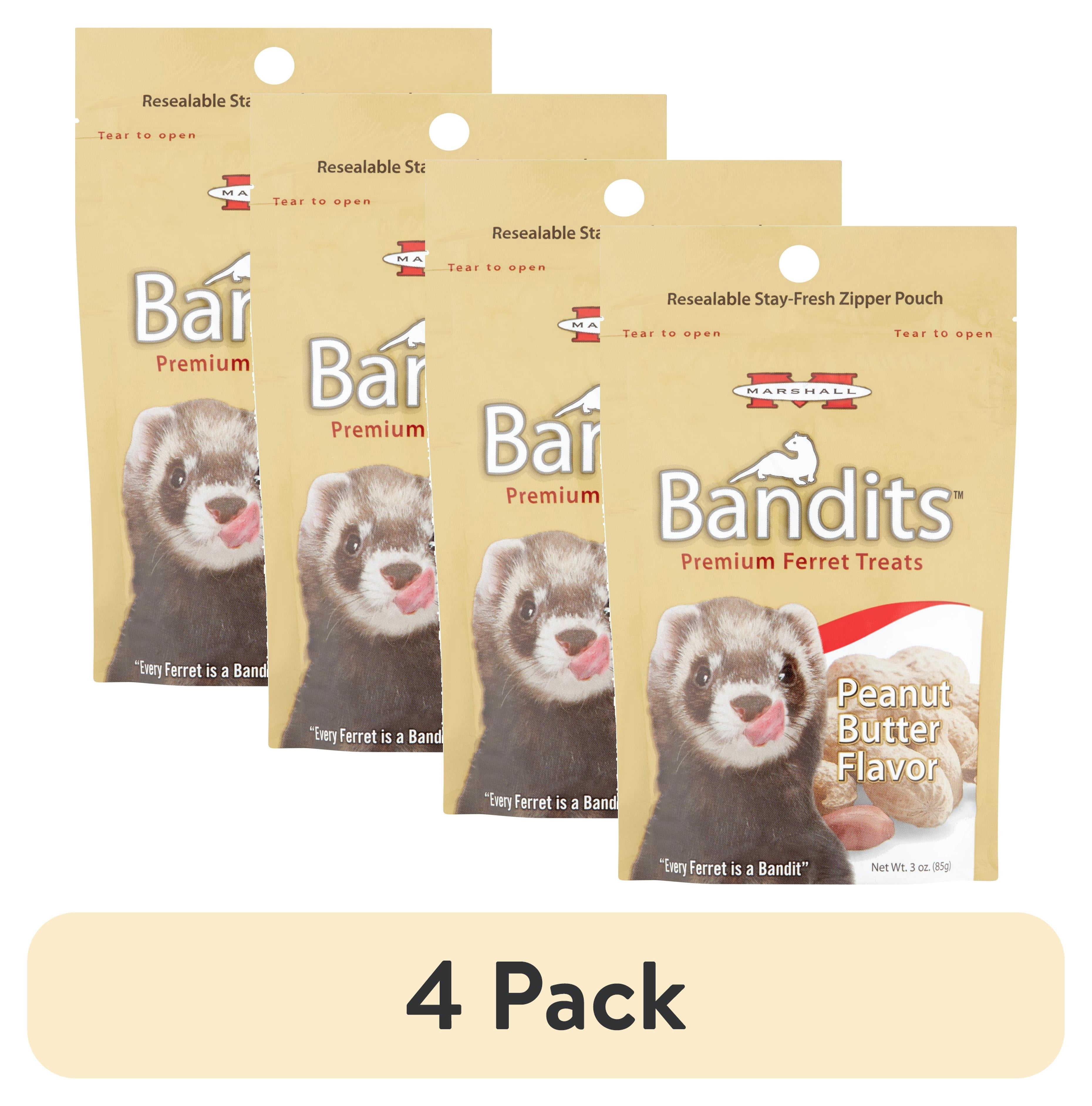 (4 pack) Marshall Bandits Premium Ferret Treats - Peanut Butter Flavor (3 oz)