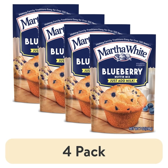 (4 pack) Martha White Blueberry Muffin Mix, 7 oz Bag