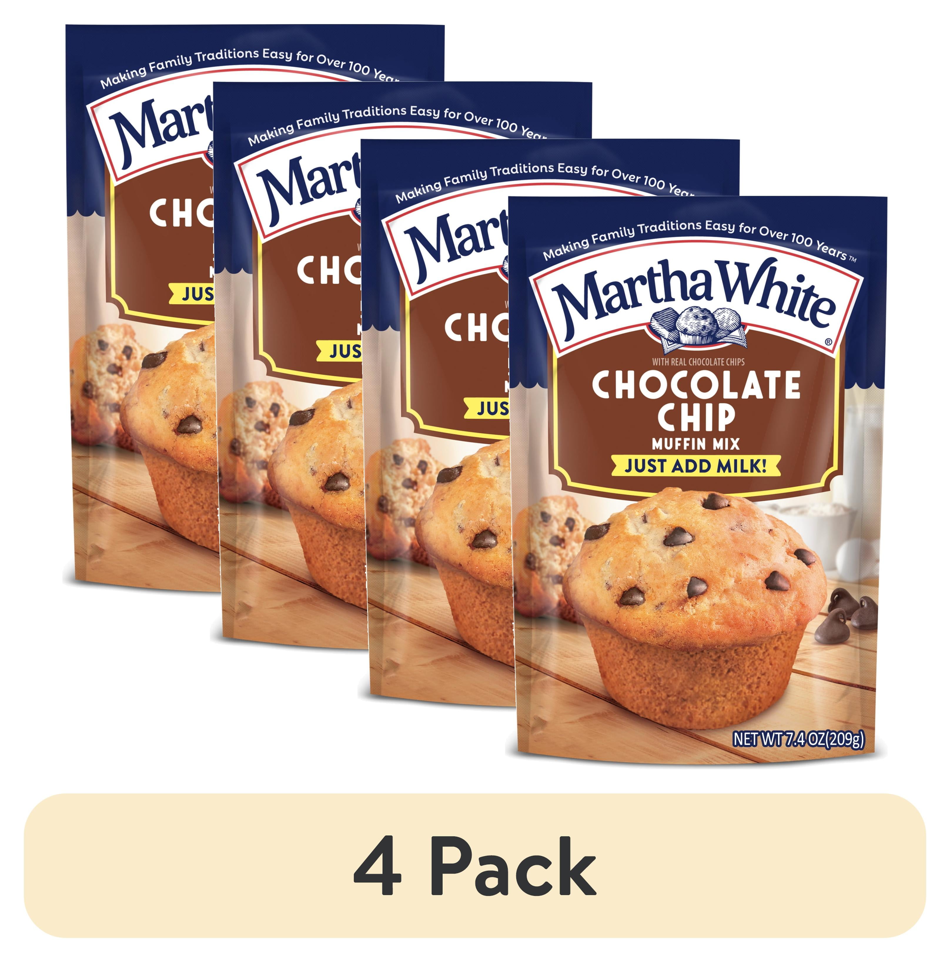(4 pack) Martha White Chocolate Chip Muffin Mix, 7.4 oz Bag