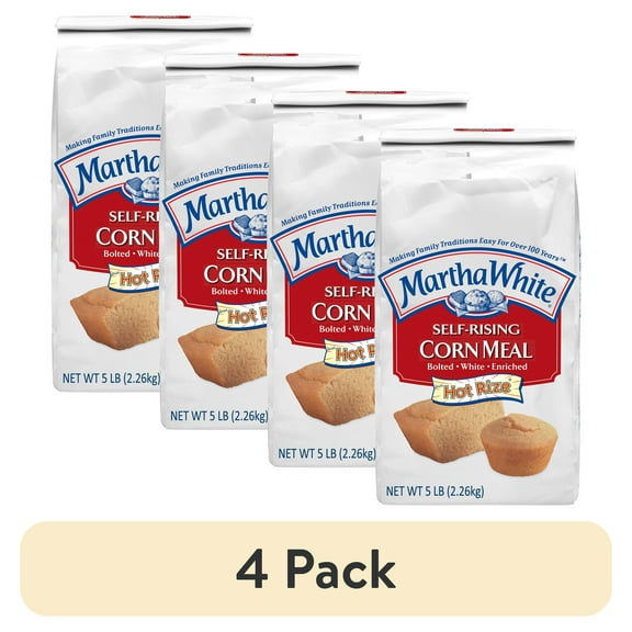 (4 pack) Martha White Self Rising Corn Meal Mix with Hot Rize, 5 Lb Bag