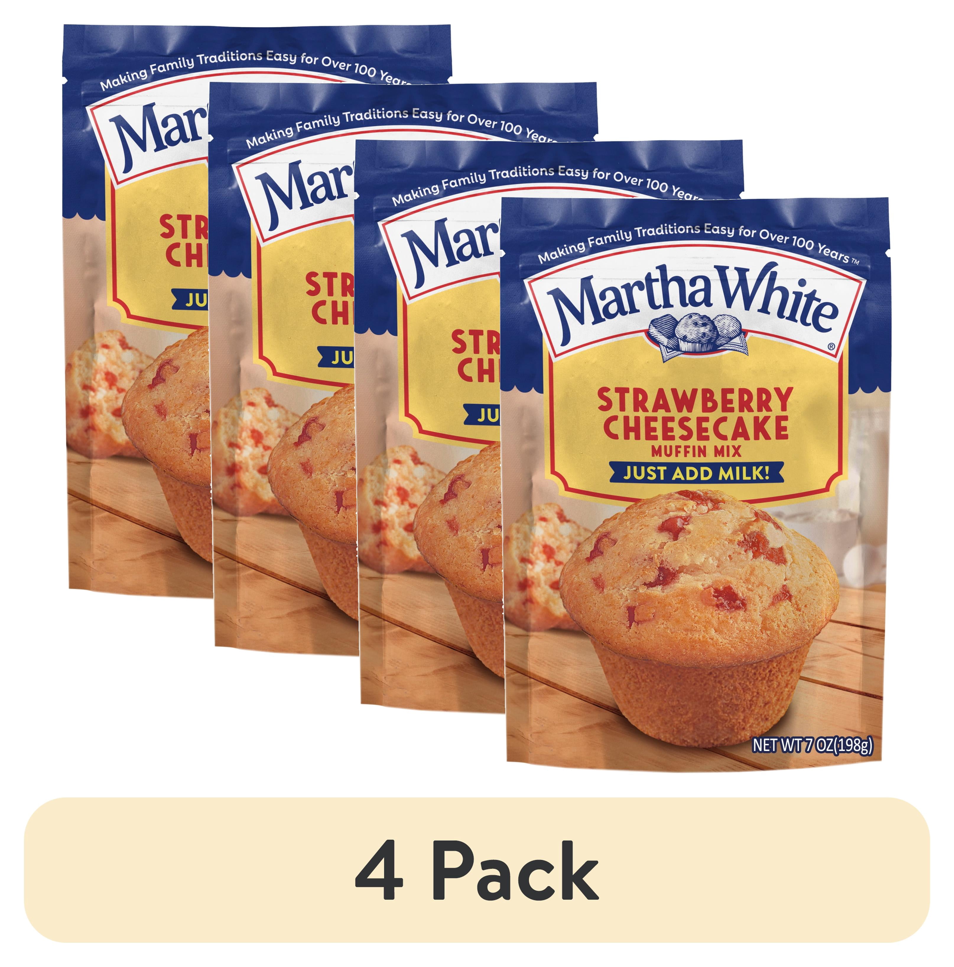 (4 pack) Martha White Strawberry Cheesecake Muffin Mix, 7 oz Bag