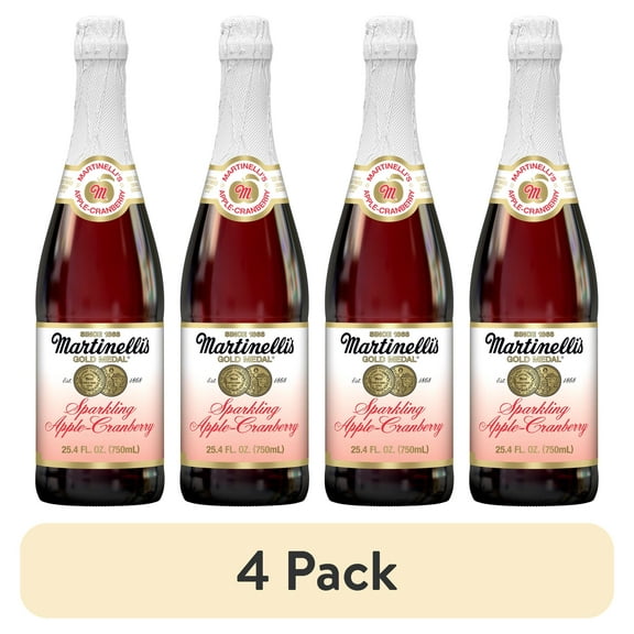 (4 pack) Martinelli's Sparkling Apple-Cranberry, 25.4 fl oz Glass Bottle