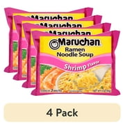 (4 pack) Maruchan Ramen Noodle Shrimp Flavor Soup, 3 oz Shelf Stable Package