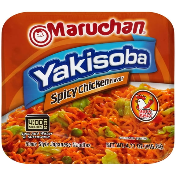 (4 pack) Maruchan Yakisoba Spicy Chicken Flavor Noodles, 4.11 oz Shelf Stable Package
