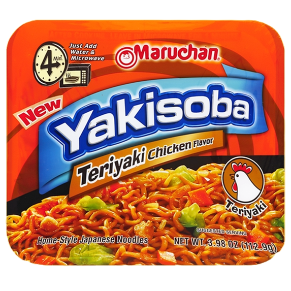 (4 pack) Maruchan Yakisoba Teriyaki Chicken Flavor Noodles, 3.98 oz Shelf Stable Package
