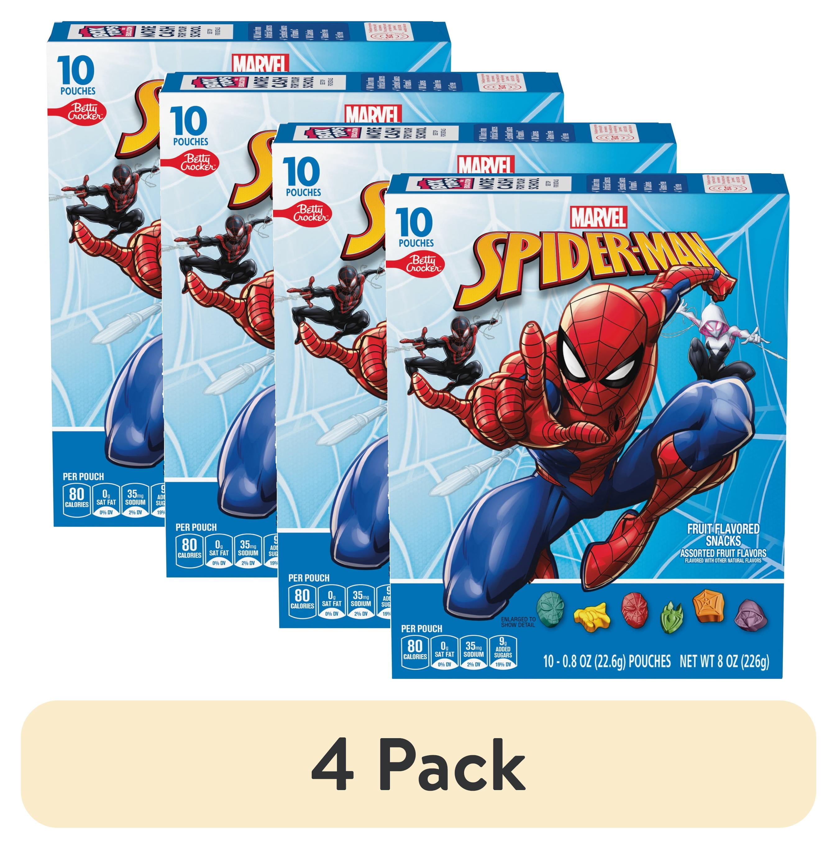 (4 pack) Marvel Spider-Man Fruit Flavored Snacks, Gluten Free, Kids Snacks, 10 Ct, 8 oz