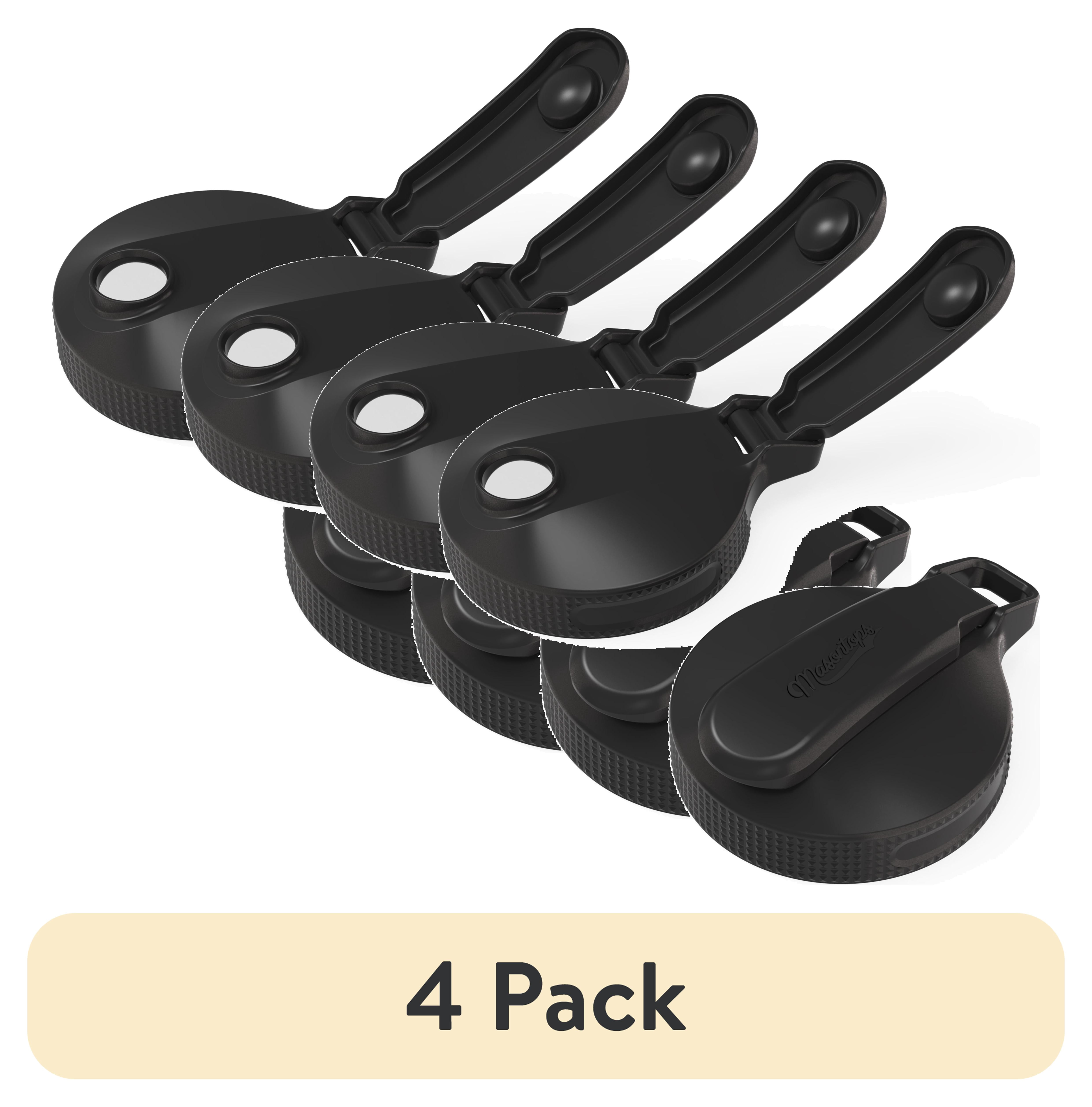 (4 pack) Masontops Wide Mouth Mason Jar Lid with Flip Top Pour Spout, Reusable Plastic Canning Jar Lid for Liquid and Dry Food Storage, BPA-Free and Dishwasher Safe, Black