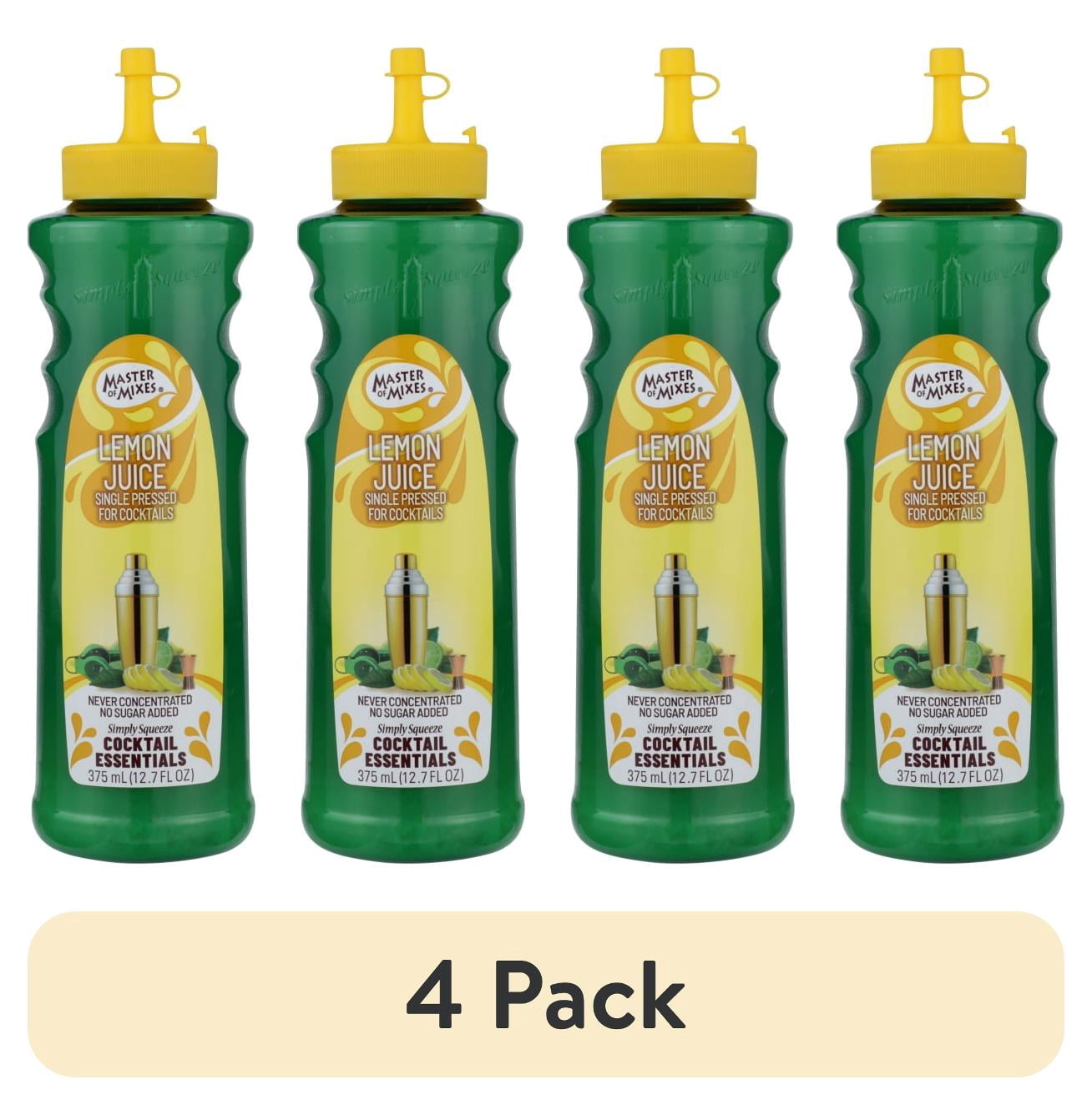 (4 pack) Master of Mixes Cocktail Essentials Single Pressed Lemon Juice, 12.7 fl oz Plastic Bottle, Shelf-Stable