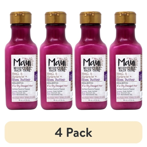 (4 pack) Maui Moisture Maui Heal & Hydrate Daily Shampoo with Shea Butter, Aloevera, 13 fl oz