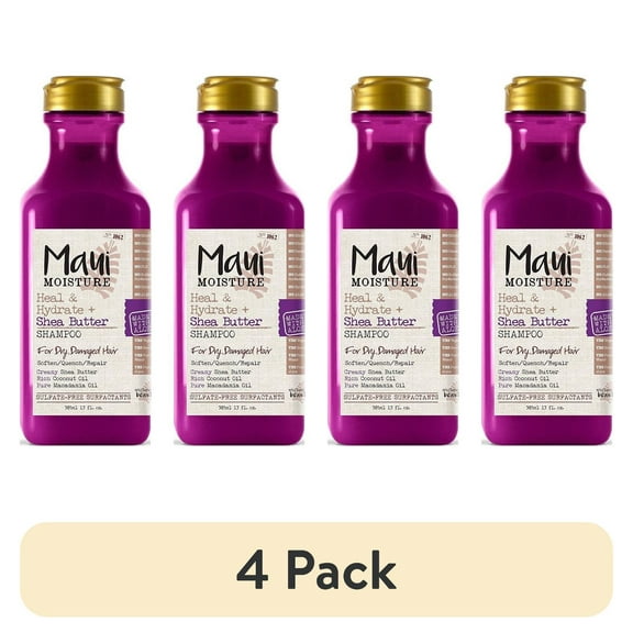 (4 pack) Maui Heal & Hydrate + Shea Butter Shampoo, 13 fl oz