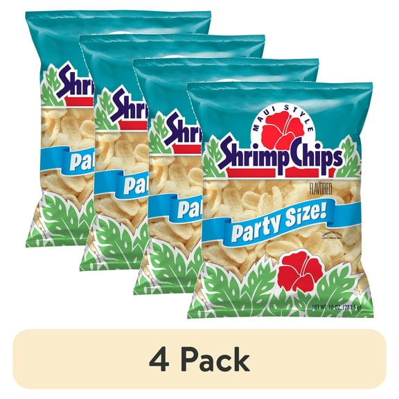(4 pack) Maui Style Shrimp Flavor Potato Chip Snack Chips, 10 Ounce Bag