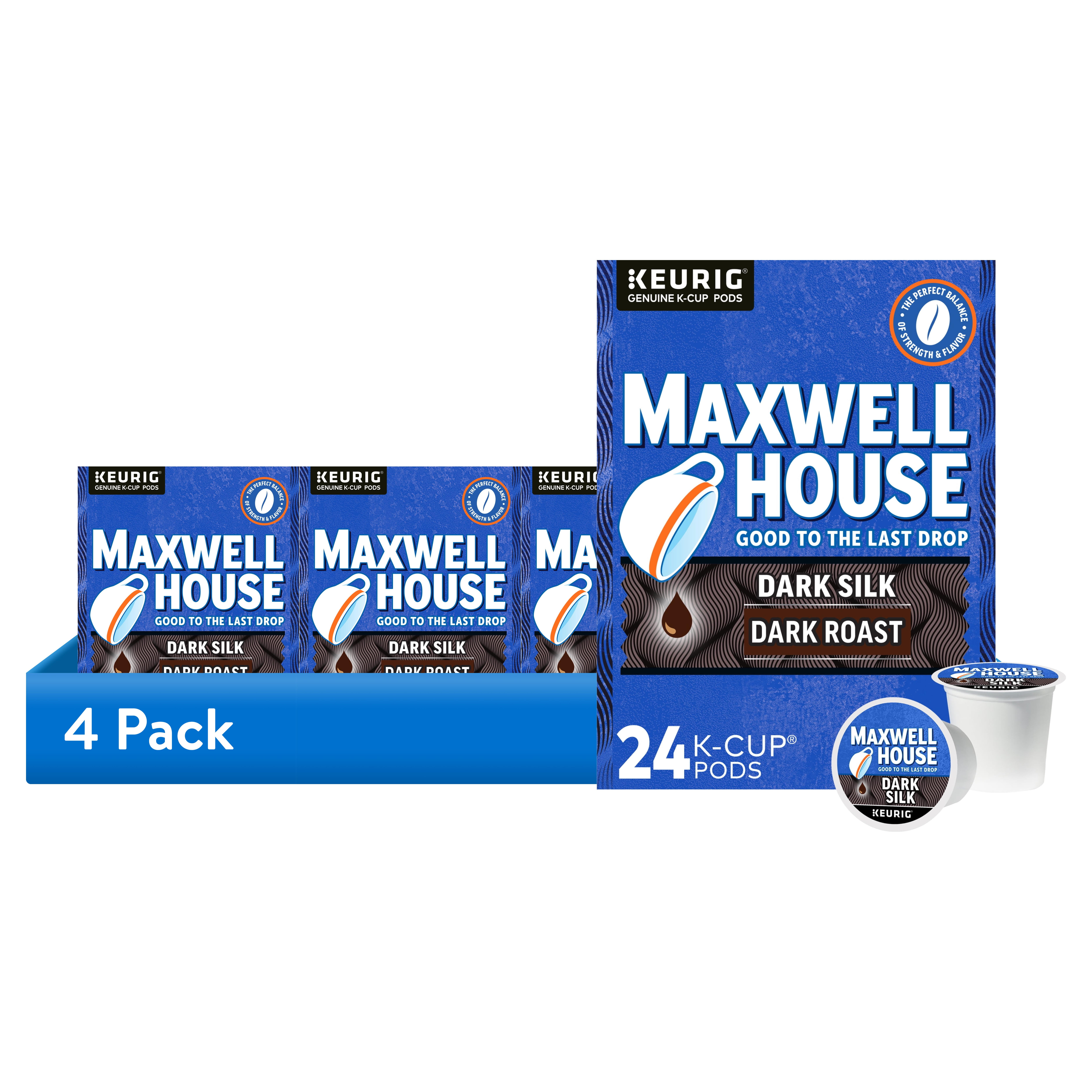 (4 pack) Maxwell House Dark Silk Dark Roast Keurig K-Cup Coffee Pods, 24 Ct Box
