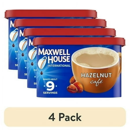 (4 pack) Maxwell House International Hazelnut Cafe Beverage Mix, 9 oz. Canister