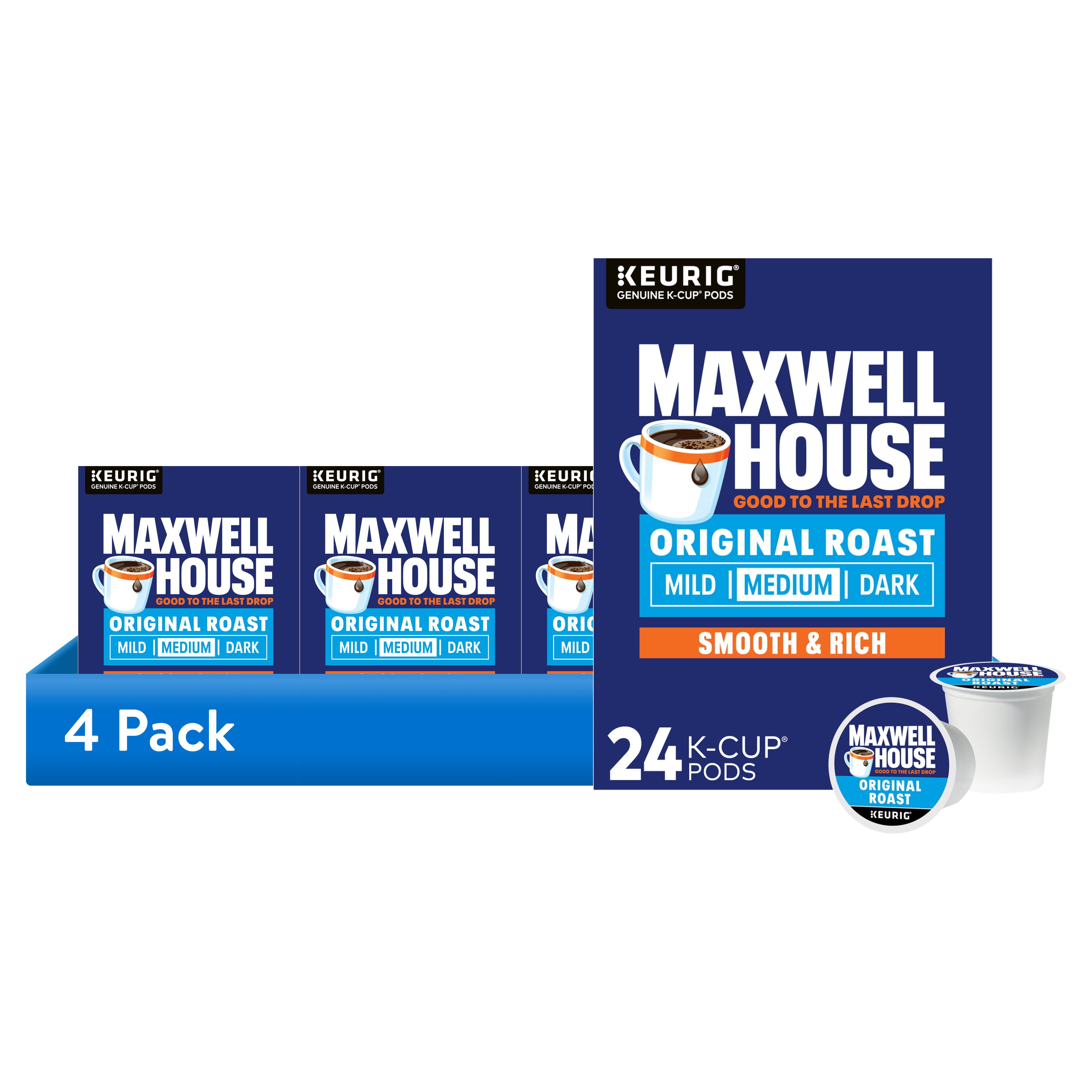 (4 pack) Maxwell House Original Roast Ground Coffee K-Cup Pods, Caffeinated, 24 ct - 8.3 oz Box