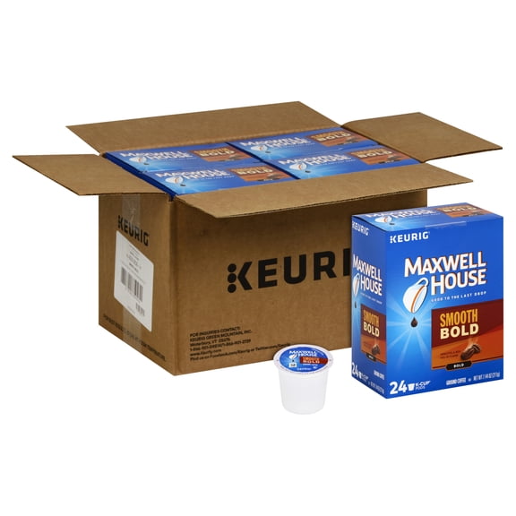 (4 pack) Maxwell House Smooth Bold Roast Coffee K-Cup Pods, 24 ct Box