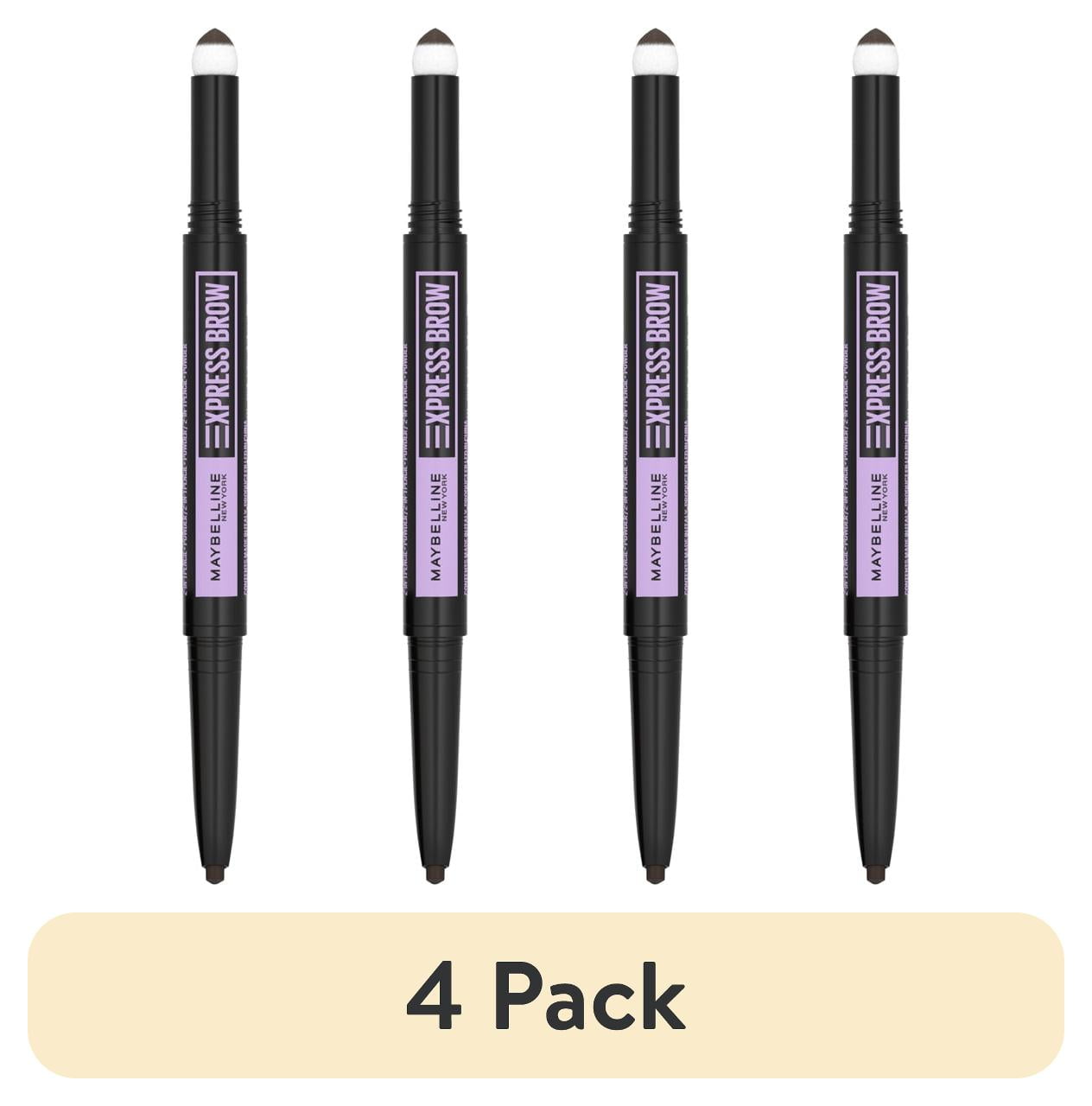 (4 pack) Maybelline Express Brow 2-in-1 Pencil and Powder, Eyebrow Makeup, Black Brown, 0.02 fl. oz.