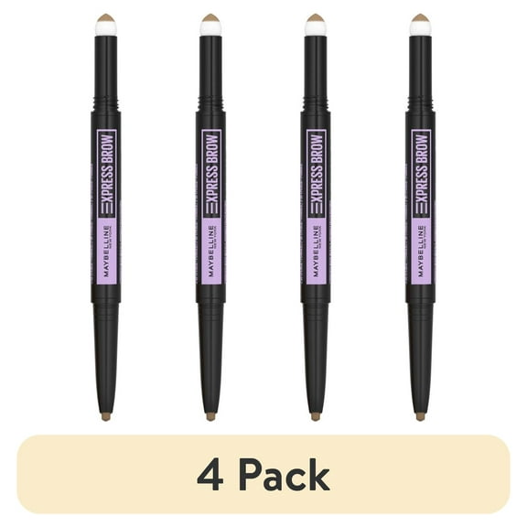 (4 pack) Maybelline Express Brow 2-In-1 Pencil and Powder Eyebrow Makeup, Blonde