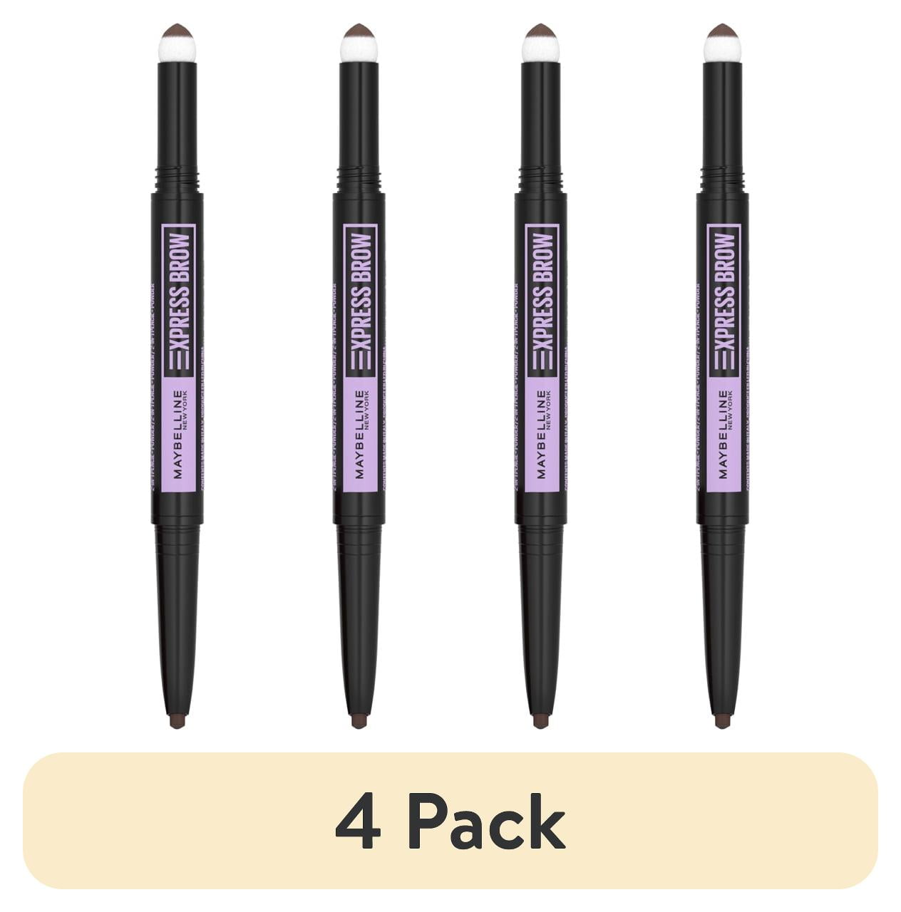 (4 pack) Maybelline Express Brow 2-in-1 Pencil and Powder Eyebrow Makeup, Deep Brown