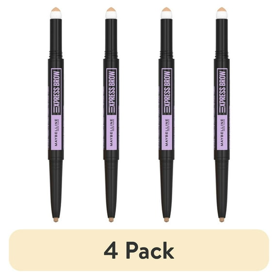 (4 pack) Maybelline Express Brow 2-In-1 Pencil and Powder Eyebrow Makeup, Light Blonde
