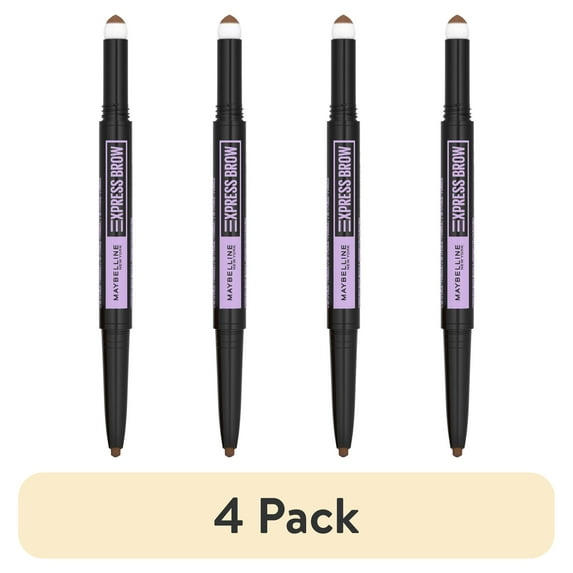 (4 pack) Maybelline Express Brow 2-in-1 Pencil and Powder Eyebrow Makeup, Soft Brown