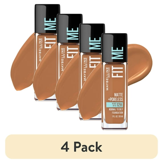 (4 pack) Maybelline Fit Me Matte + Poreless Liquid Foundation Makeup, 355 Coconut, 1 fl oz