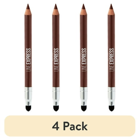 (4 pack) Maybelline Line Express Sharpenable Wood Pencil Eyeliner, Brownish Black