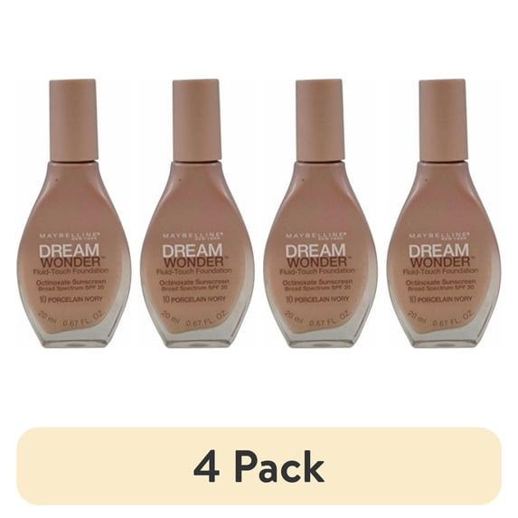 (4 pack) Maybelline New York Dream Wonder Fluid-Touch Foundation, Porcelain Ivory