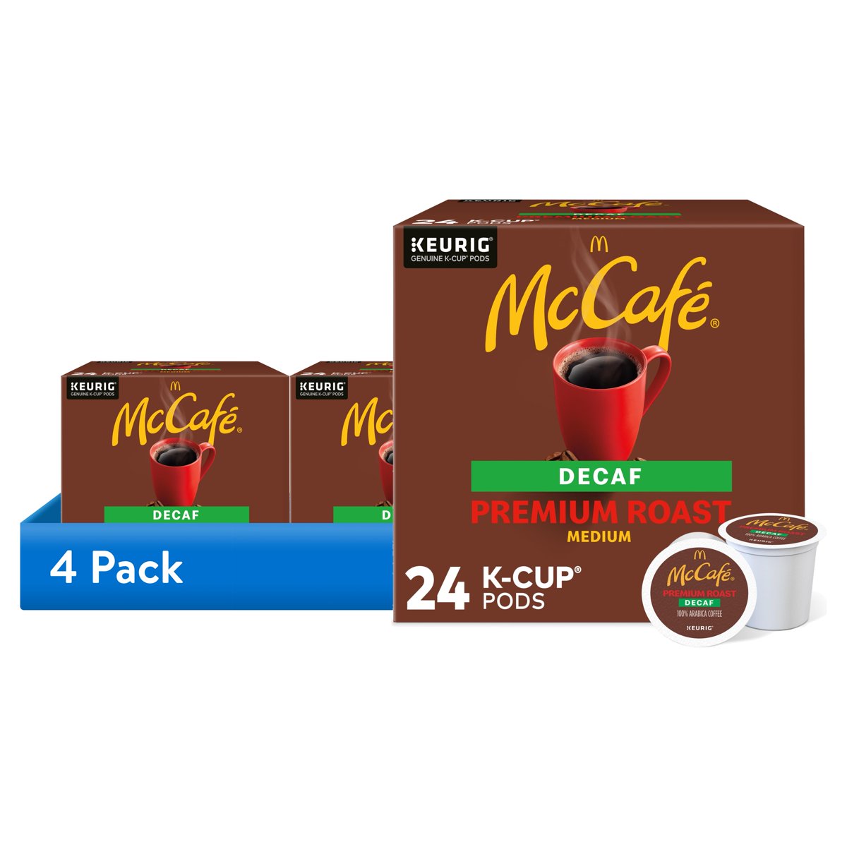 (4 pack) McCafe, Decaf Premium Medium Roast K-Cup Coffee Pods, 24 Count