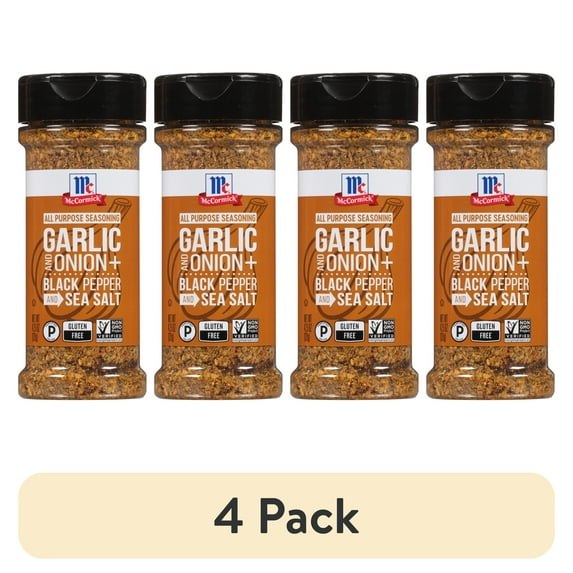 (4 pack) McCormick Seasoning, Garlic and Onion, Black Pepper and Sea Salt, 4.25 oz Bottle