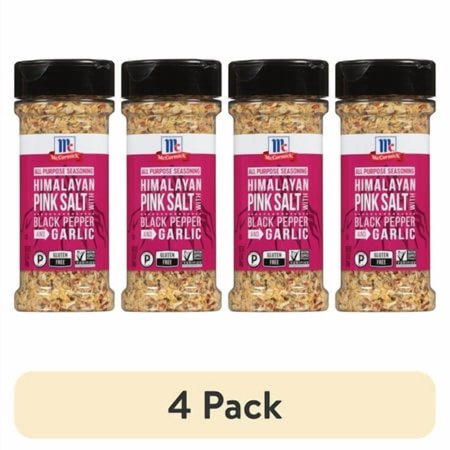 (4 pack) McCormick Seasoning, Himalayan Pink Salt with Black Pepper and Garlic, 6.5 oz Bottle