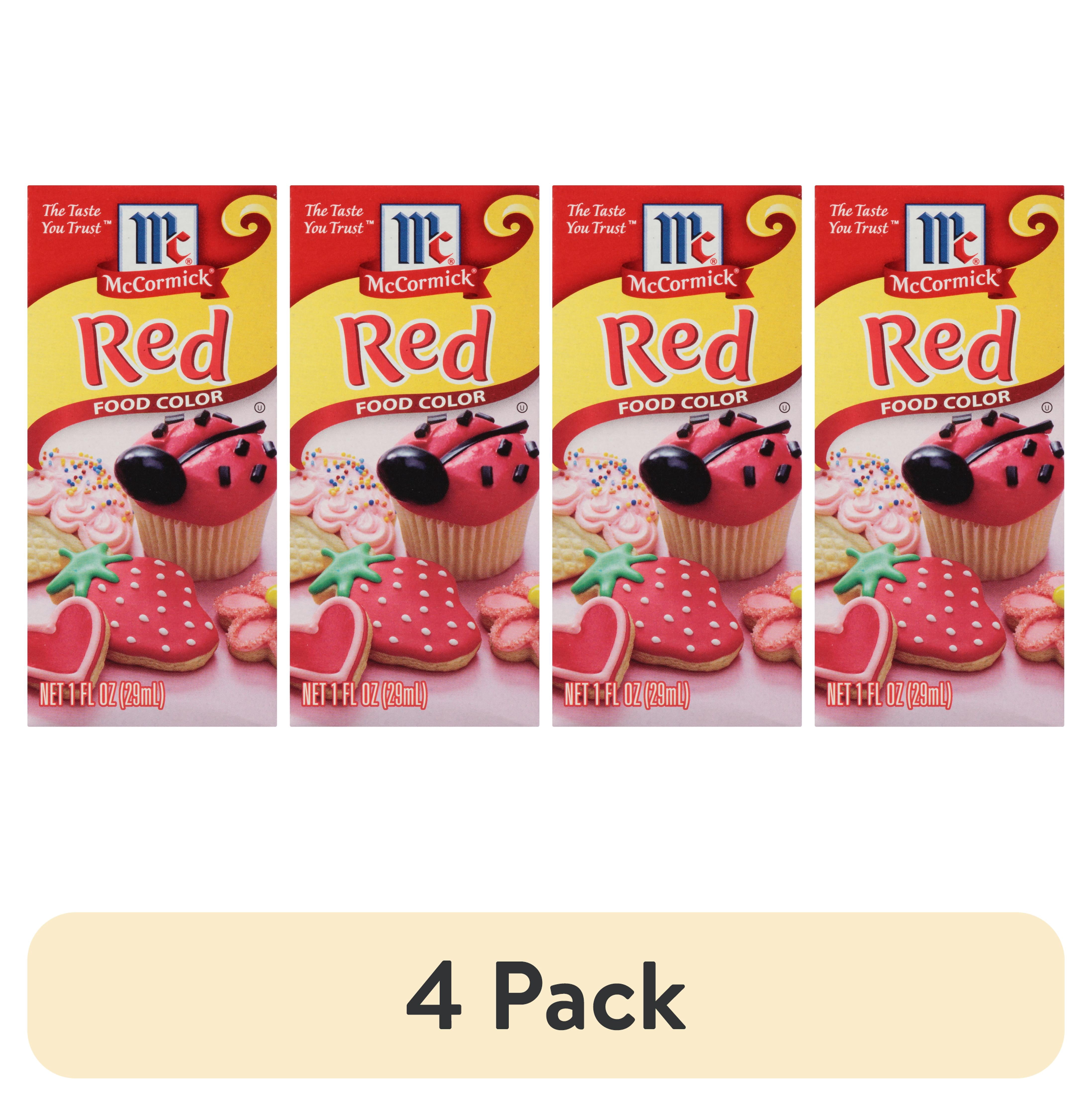 (4 pack) McCormick Red Food Color, 1.0 fl oz Box