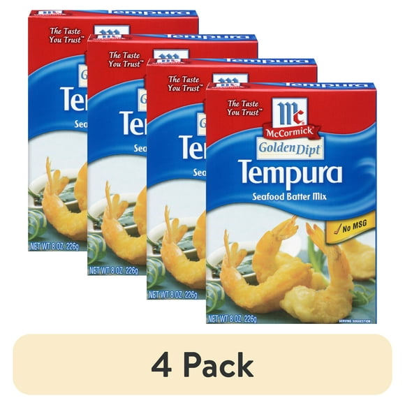 (4 pack) McCormick GOLDEN DIPT Tempura Seafood Batter Mix, 8 oz Box