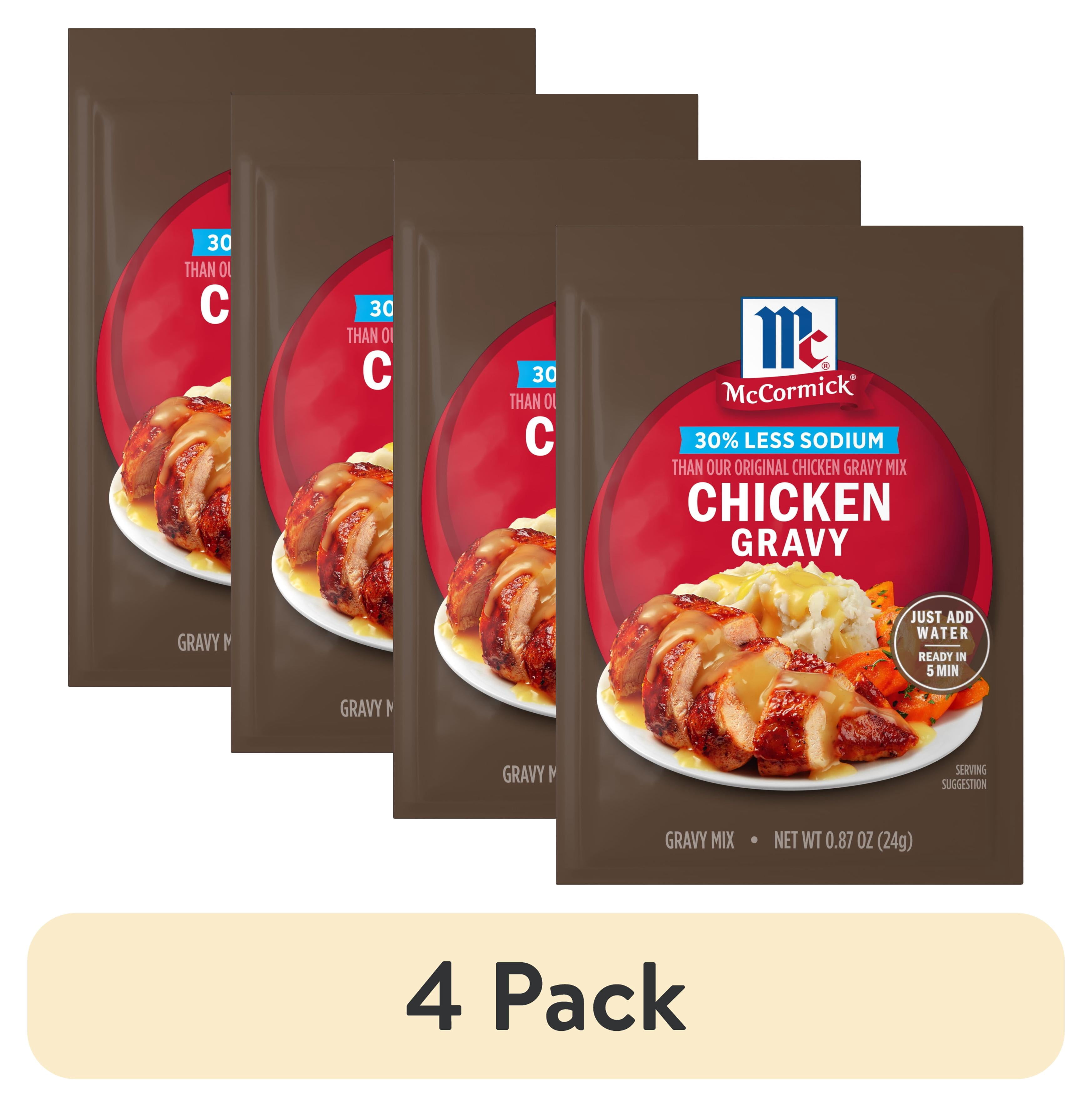 (4 pack) McCormick 30% Less Sodium Chicken Gravy Mix, 0.87 oz Packet
