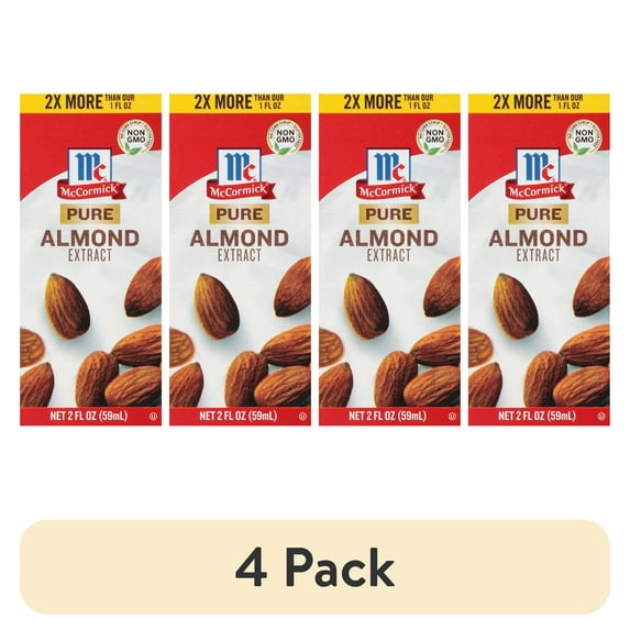 (4 pack) McCormick No Artificial Flavors Pure Almond Extract, 2.0 fl oz Box