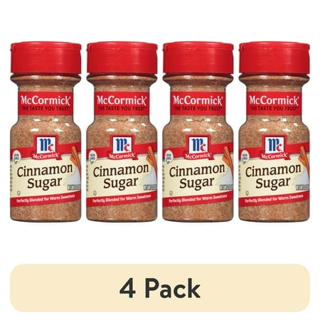 (4 pack) McCormick Non-GMO Kosher Cinnamon Sugar, 3.62 oz Bottle