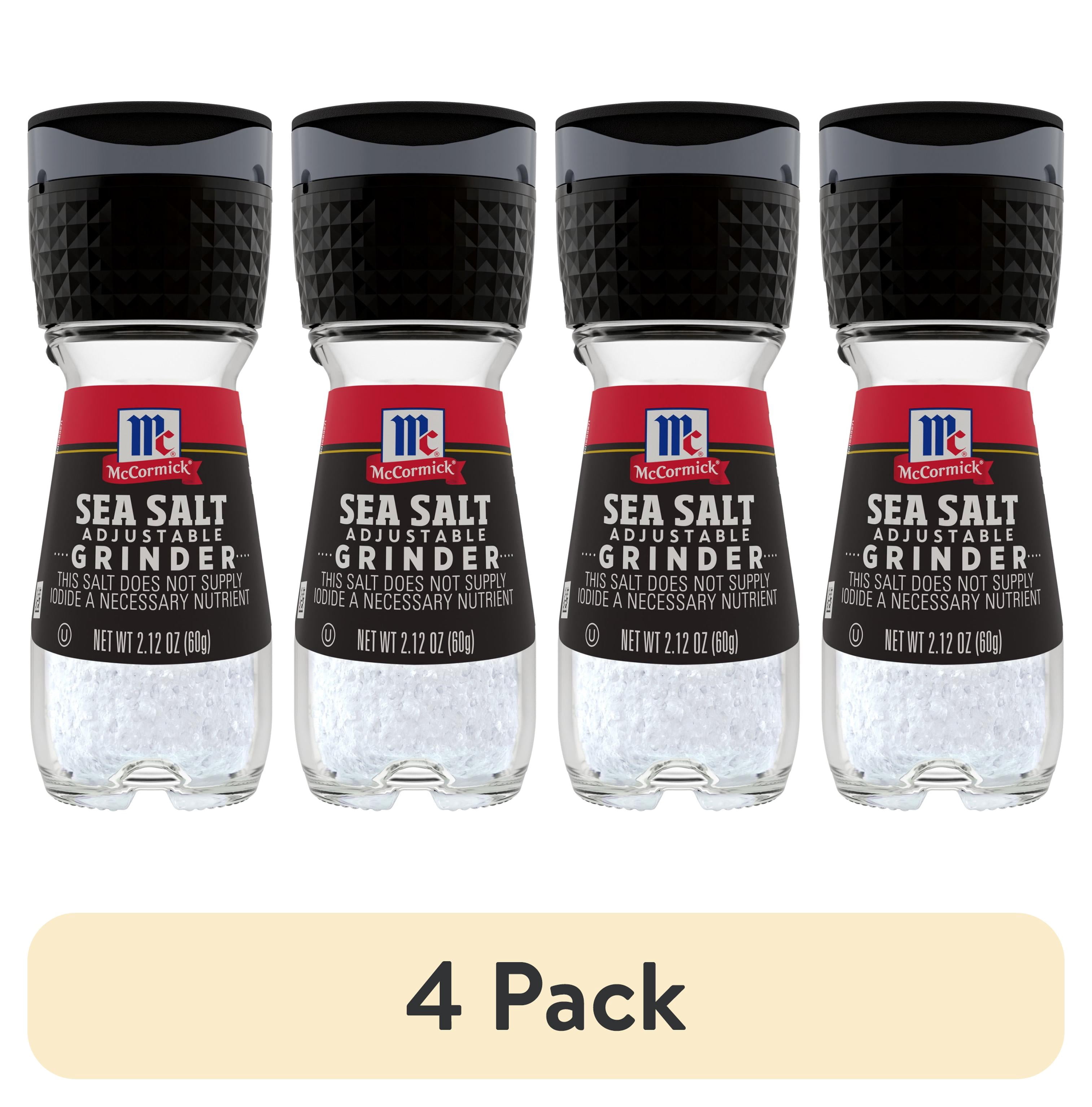 (4 pack) McCormick Sea Salt Grinder, 2.12 oz Bottle