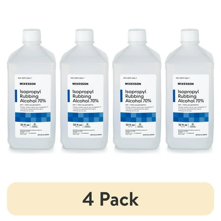 (4 pack) McKesson Isopropyl Rubbing Alcohol - First Aid Antiseptic, 32 oz, 1 count