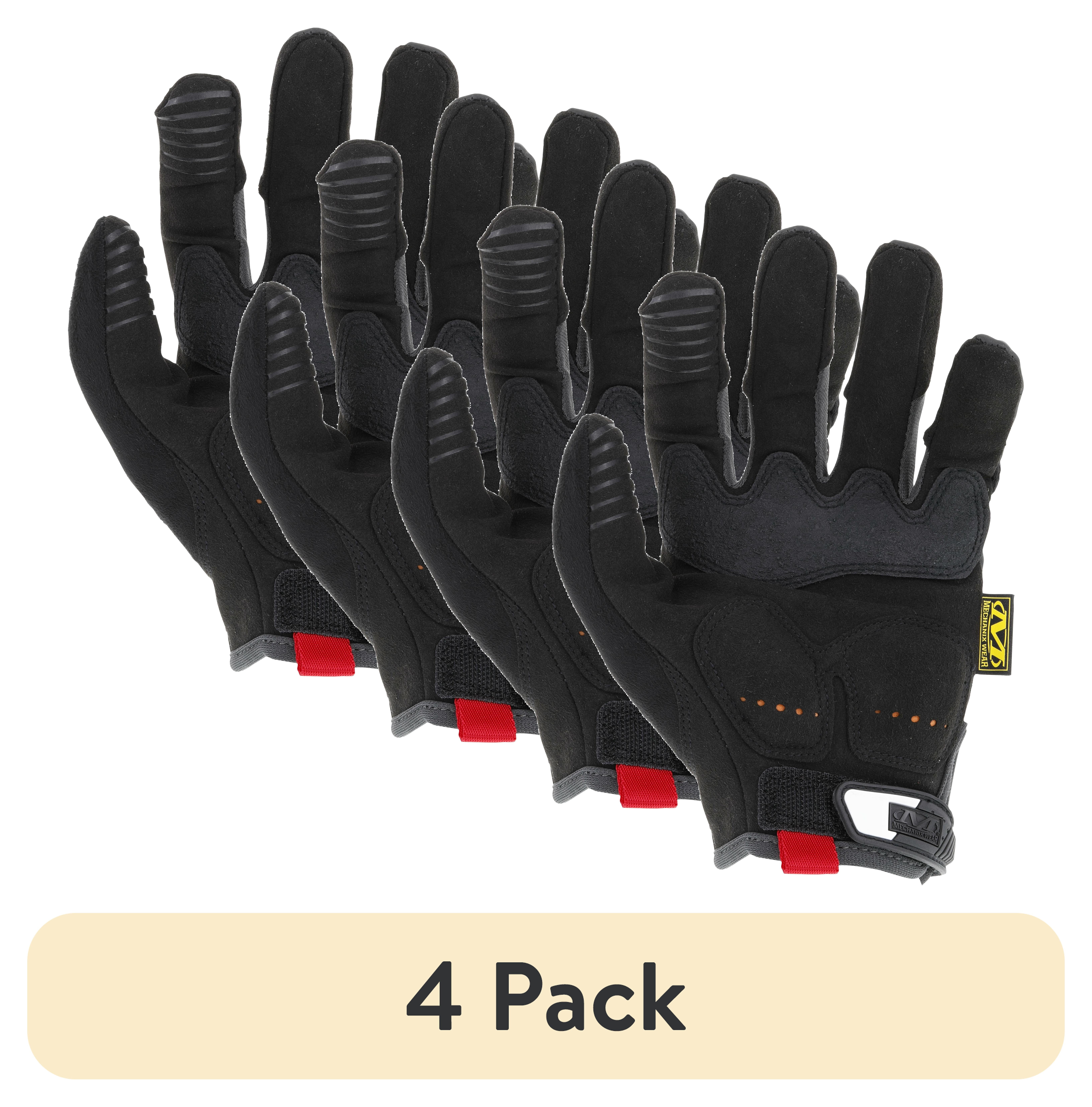 (4 pack) Mechanix Wear - M-Pact Glove, Black, Size Large