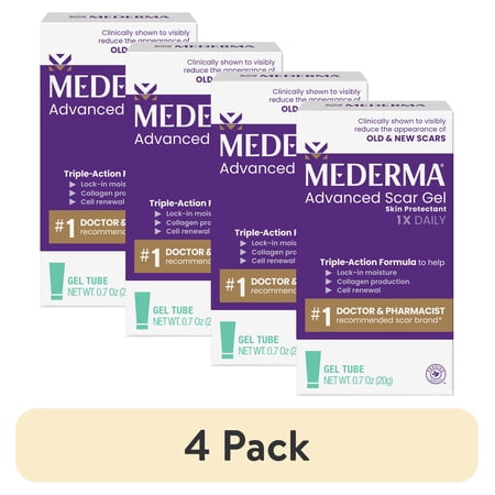 (4 pack) Mederma Advanced Scar Gel Scar Treatment, 0.7 oz