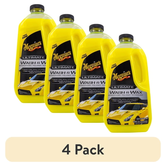 (4 pack) Meguiars Ultimate Car Wash and Wax, Hybrid Glossy Shine and Protection, 48 fl oz.