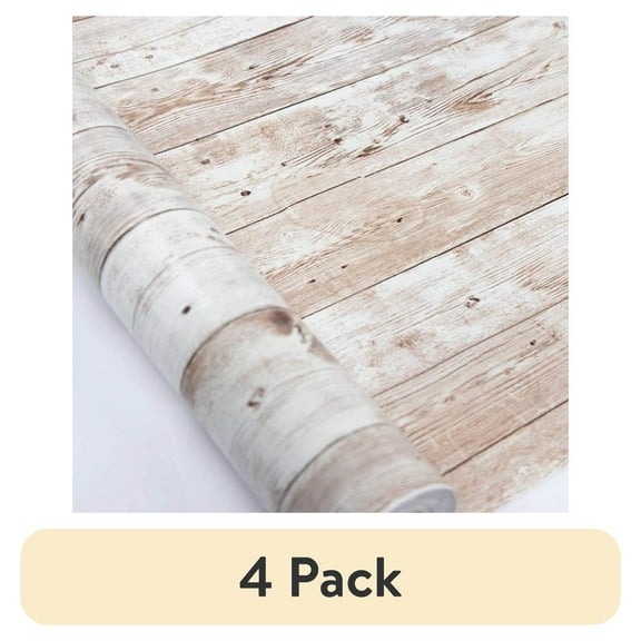 (4 pack) Meiban Wood Peel and Stick Wallpaper Vintage Self-Adhesive Removable Wood Contact Paper 17.7" x 118" for Home Decoration Wall Covering Old Furniture Renovation