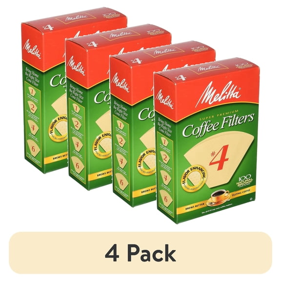 (4 pack) Melitta 624602#4 8 To 12 Cup Natural Brown Cone Coffee Filters 100 Count