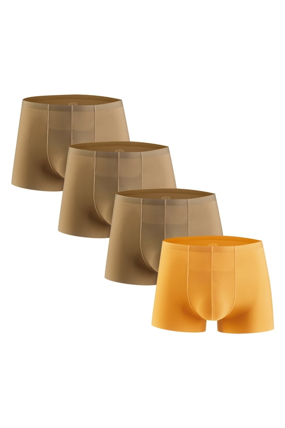 4 pack Men's Ultra-Absorbent Incontinence Boxer Briefs Ice Silk Underwear Front Opening Boxers Shorts with Fly