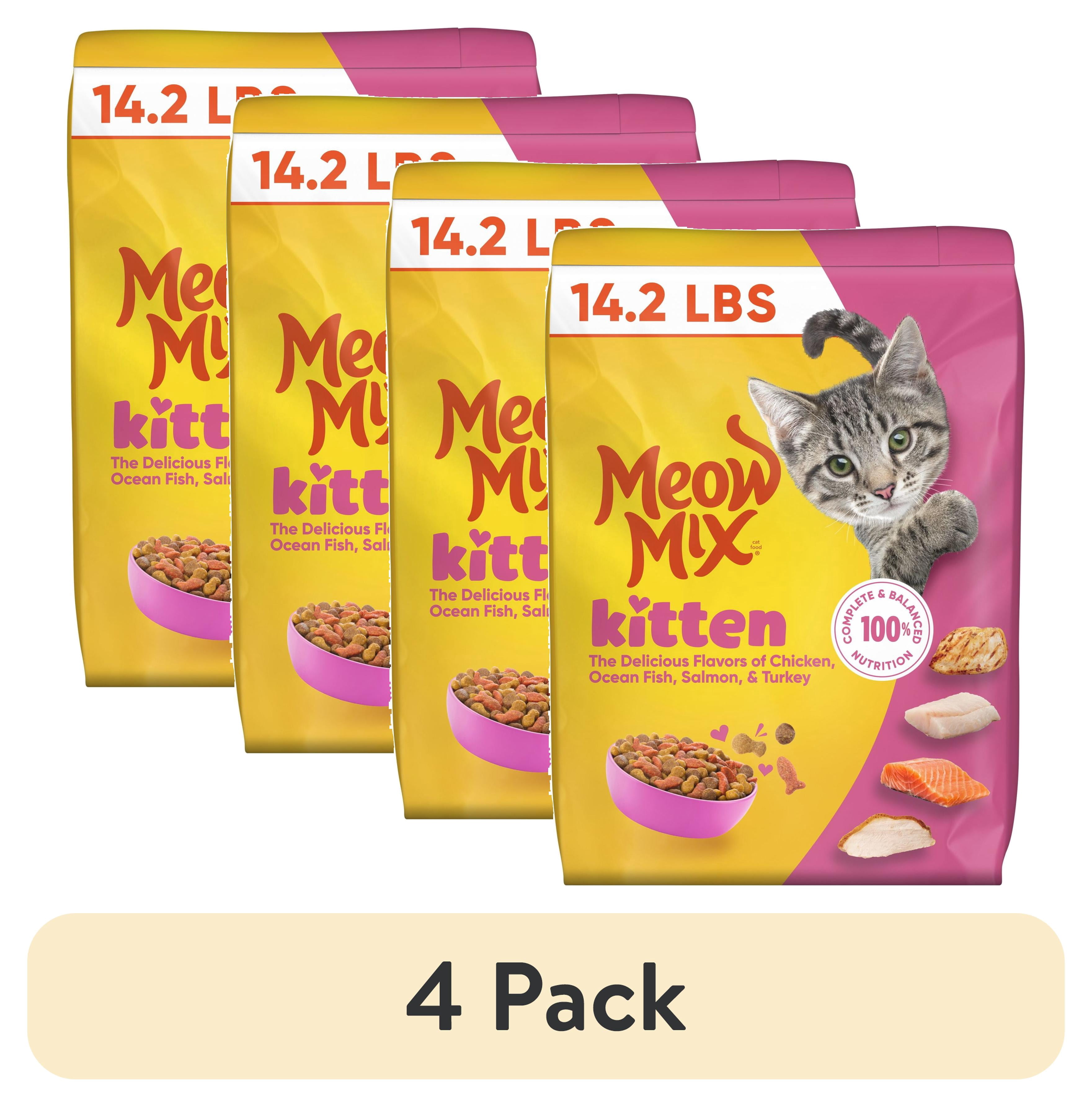 (4 pack) Meow Mix Kitten Li’l Nibbles Dry Cat Food for Kittens, 14.2 lb Bag