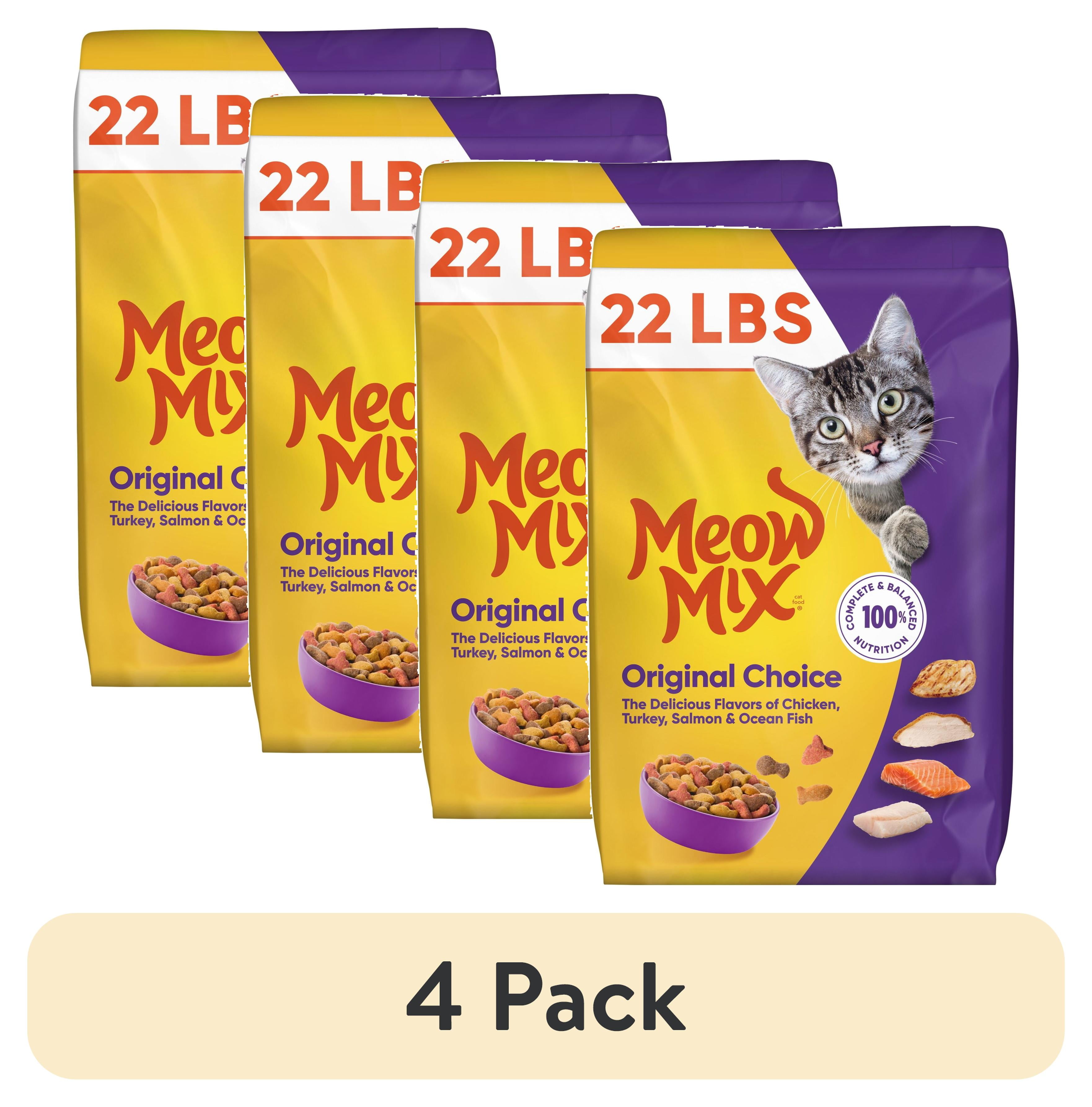 4 pack) Meow Mix Original Choice Dry Cat Food, 22 lb Bag - Walmart.com