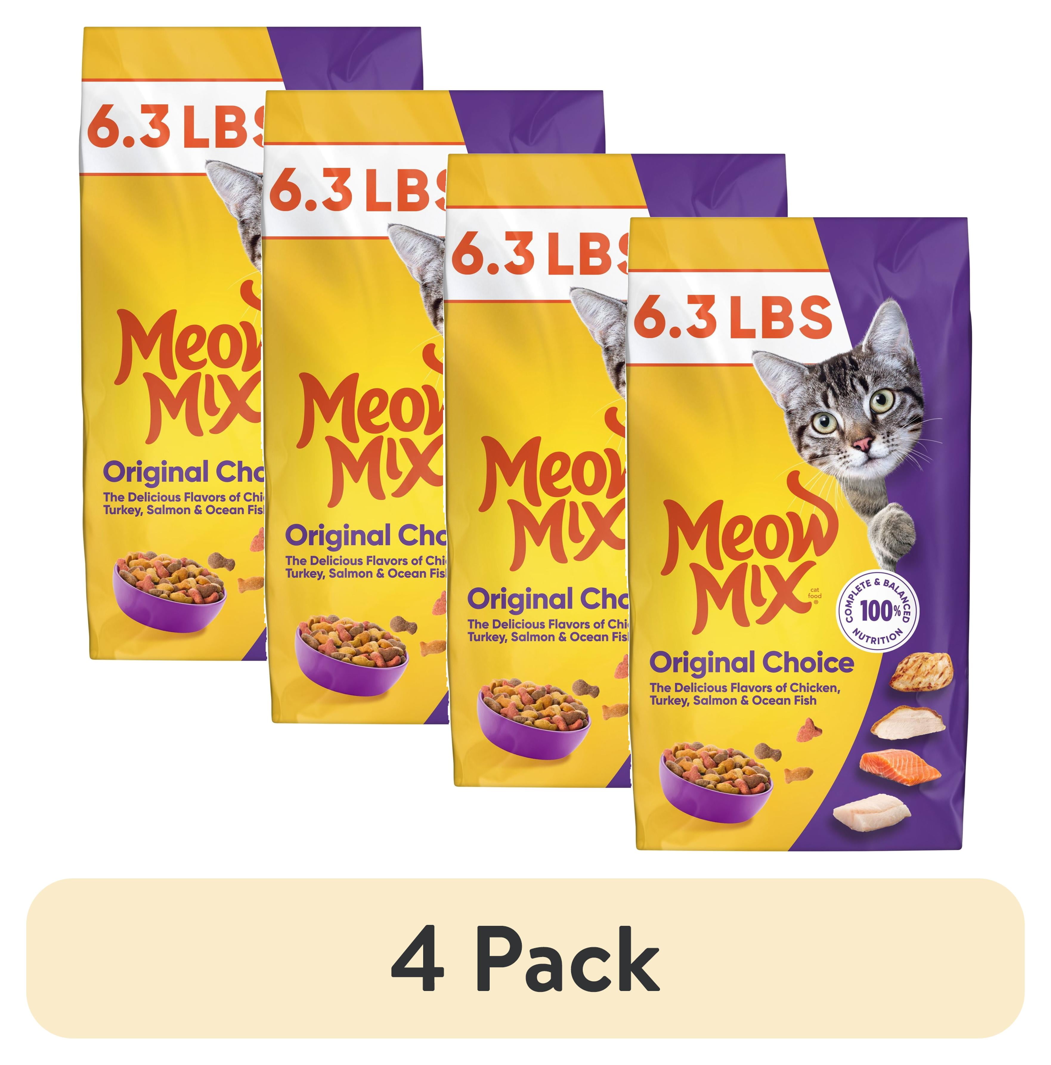 (4 pack) Meow Mix Original Choice Dry Cat Food, 6.3 lb Bag